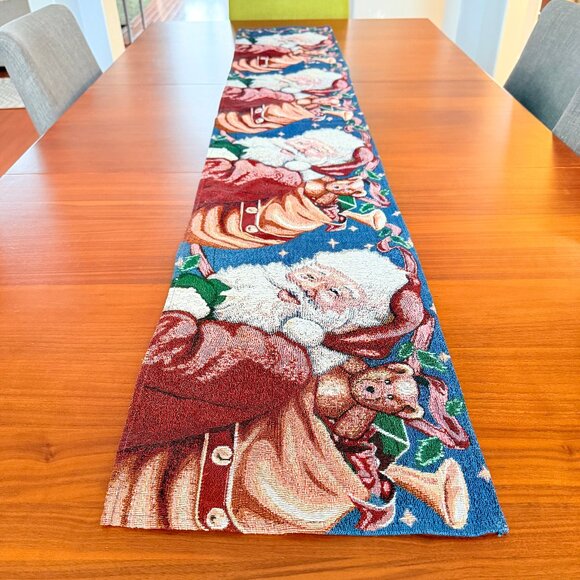 Retro Santa Claus Christmas Holidays Tapestry Table Runner 11.5" x 68" - Picture 3 of 9